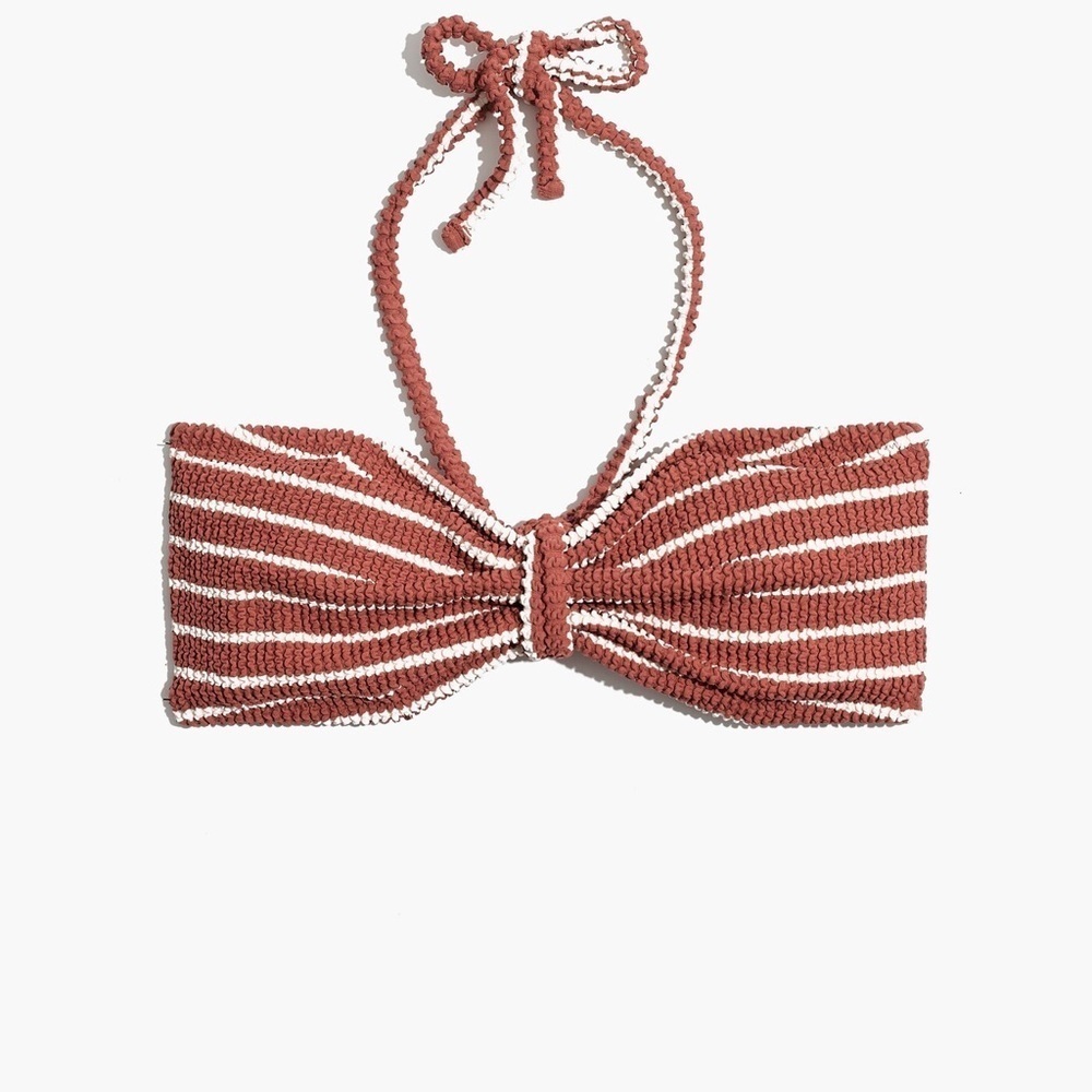 Madewell Second Wave Textured Bandeau Bikini Top in Stripe - Picture 3 of 8